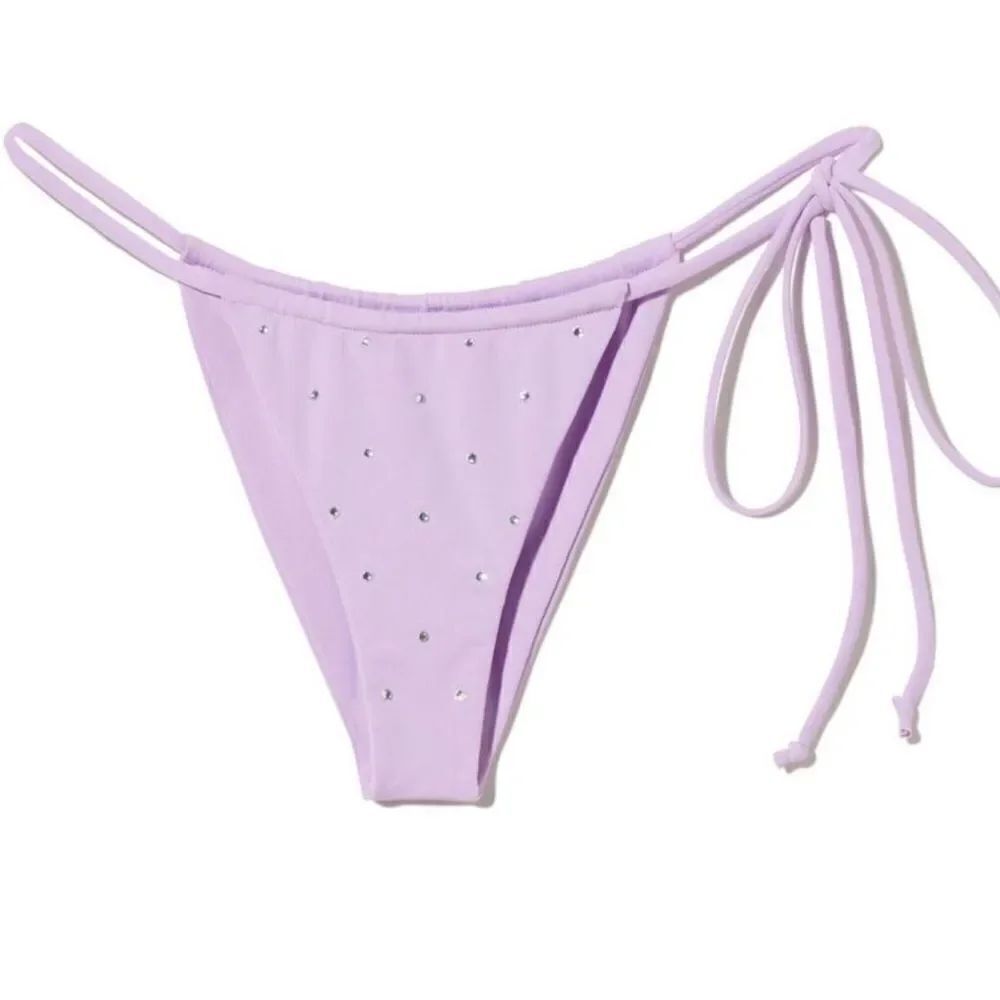 NWT Monica Hansen Rhinestone Lavender String Bikini Large Revolve